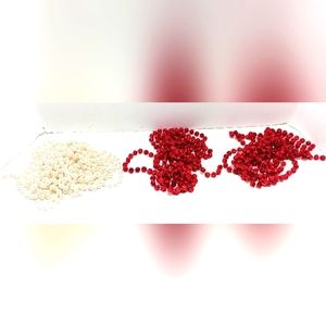 Red White Fused Bead Christmas Garland 3 Sets Mini Tree